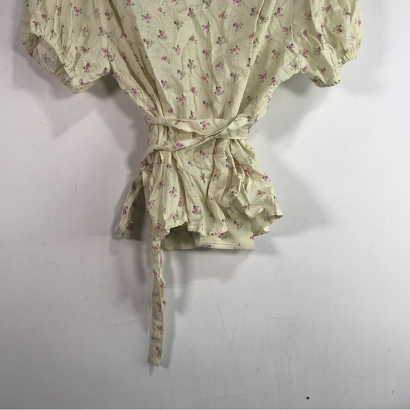 Senlis Floral Short Sleeve Wrap Top, Size L - Yellow/Multi Women's - Picture 7 of 8